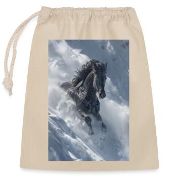 Étalon d’hiver dans la congère de neige - Sac cadeau en coton avec cordon (25 x 30 cm) - nature - Devant
