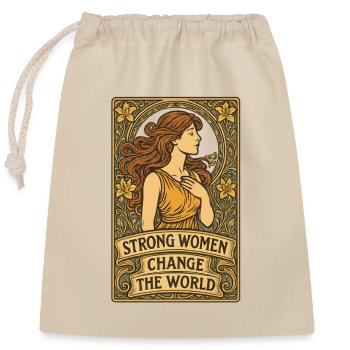 Starke Frauen verändern die Welt - Verschließbarer Geschenkbeutel aus Baumwolle (25x30cm) - Natur - Vorne