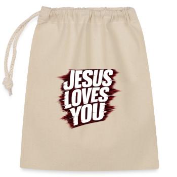 Jesus loves You - Closable cotton gift bag (25x30cm) - nature - Front