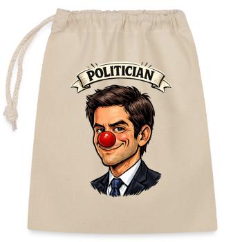 Politician lying clown color - Closable cotton gift bag (25x30cm) - nature - Front