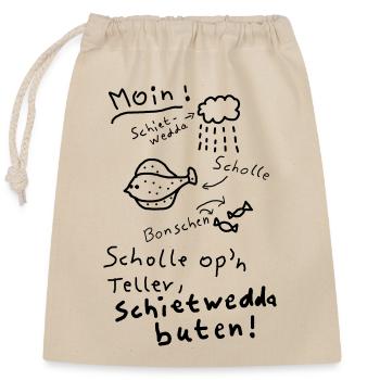 Typisch Norddeutsch Nordisch Platt Moin  - Verschließbarer Geschenkbeutel aus Baumwolle (25x30cm) - Natur - Vorne