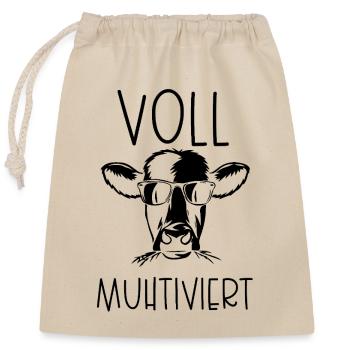 Voll Muhtiviert - Verschließbarer Geschenkbeutel aus Baumwolle (25x30cm) - Natur - Vorne