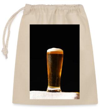 Bierglas Abendlicht - Verschließbarer Geschenkbeutel aus Baumwolle (25x30cm) - Natur - Vorne