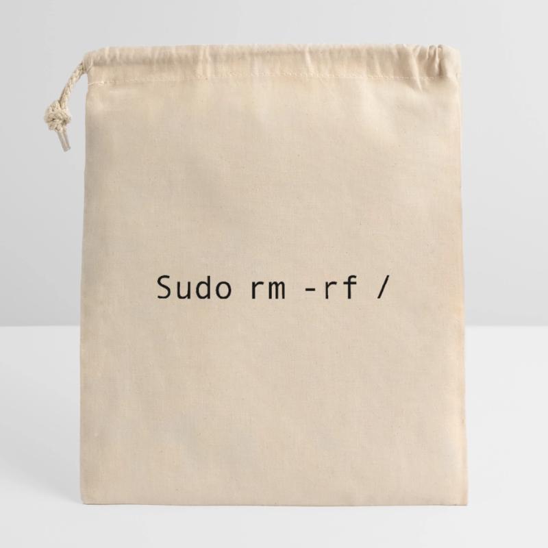 Linux Coding Sudo rm -rf / Closable cotton gift bag (25x30cm)