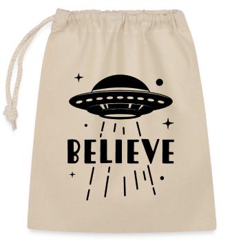 Believe UFO - Closable cotton gift bag (25x30cm) - nature - Front