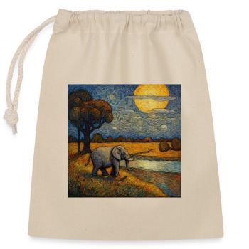 Elephant walks at night - Closable cotton gift bag (25x30cm) - nature - Front
