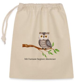 Motif de hibou - Sac cadeau en coton avec cordon (25 x 30 cm) - nature - Devant