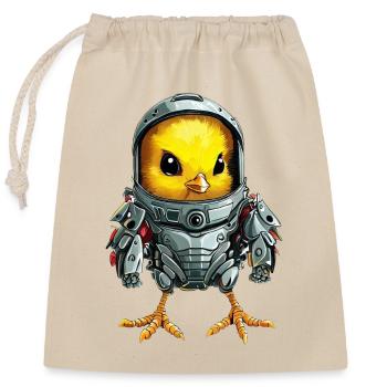 Huhn im Mech Anzug, Futuristisches Roboter-Design - Verschließbarer Geschenkbeutel aus Baumwolle (25x30cm) - Natur - Vorne