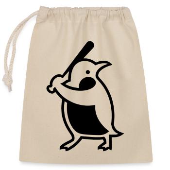 Pinguin Baseballspieler Silhouette - Verschließbarer Geschenkbeutel aus Baumwolle (25x30cm) - Natur - Vorne