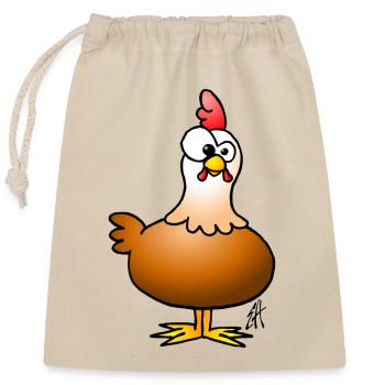 Poulet - Sac cadeau en coton avec cordon (25 x 30 cm) - nature - Devant