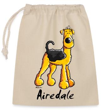 Bonne Airedale Terrier - Sac cadeau en coton avec cordon (25 x 30 cm) - nature - Devant