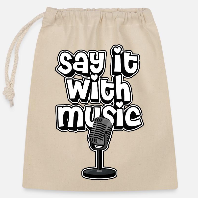 Sag es mit Musik - Verschließbarer Geschenkbeutel aus Baumwolle (25x30cm) - Natur