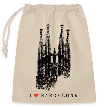 Barcelona Sagrada Familia Spanien I Love Barcelona - Verschließbarer Geschenkbeutel aus Baumwolle (25x30cm) - Natur - Vorne