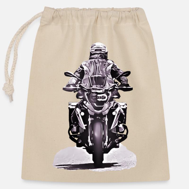 GS Motorcyclist black - Closable cotton gift bag (25x30cm) - nature