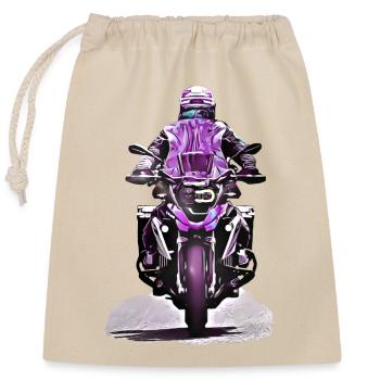 GS Motorradfahrer lila - Verschließbarer Geschenkbeutel aus Baumwolle (25x30cm) - Natur - Vorne