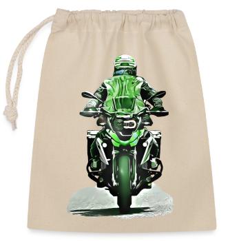 GS Motorradfahrer grün - Verschließbarer Geschenkbeutel aus Baumwolle (25x30cm) - Natur - Vorne