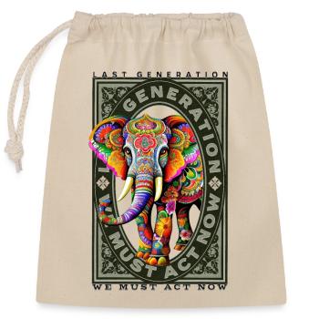 last generation, Elephant - Verschließbarer Geschenkbeutel aus Baumwolle (25x30cm) - Natur - Vorne