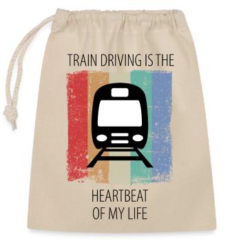Train Railway Railroad Worker Trains Train Driver - Closable cotton gift bag (25x30cm) - nature - Front