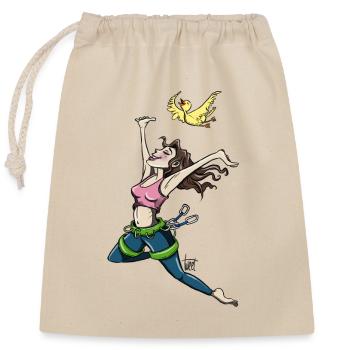 Grimpeur volant avec oiseau - Sac cadeau en coton avec cordon (25 x 30 cm) - nature - Devant