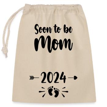 Mom Soon To Be Mommy 2024 Mother Pregnant Kids Mot - Closable cotton gift bag (25x30cm) - nature - Front