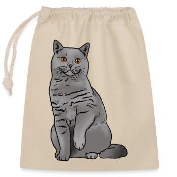British Shorthair Cat - Closable cotton gift bag (25x30cm) - nature - Front
