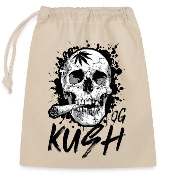 Totenkopf OG Kush Cannabis - Verschließbarer Geschenkbeutel aus Baumwolle (25x30cm) - Natur - Vorne