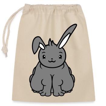 Fat Bunny Sitting Overweight Fat Hungry Funny - Closable cotton gift bag (25x30cm) - nature - Front