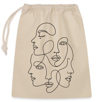 Multiface minimaliste en une ligne - Sac cadeau en coton avec cordon (25 x 30 cm) - nature - Devant