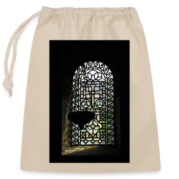 Stained Glass Window Silhouette - Closable cotton gift bag (25x30cm) - nature - Front