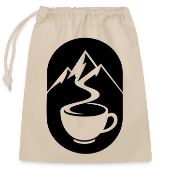 Kaffee Berge Wandern Outdoor Motiv - Verschließbarer Geschenkbeutel aus Baumwolle (25x30cm) - Natur - Vorne