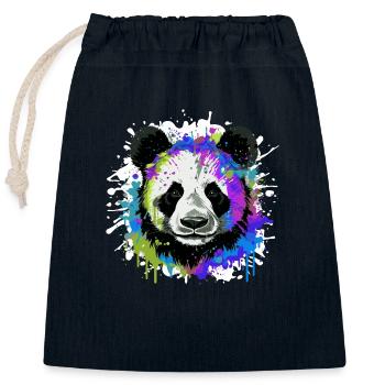 Panda Head Portrait Colorful - Closable cotton gift bag (25x30cm) - navy - Front