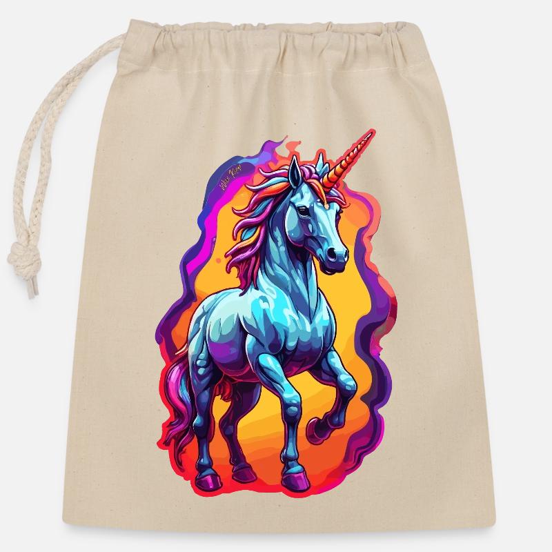 Unicorn - Closable cotton gift bag (25x30cm) - nature