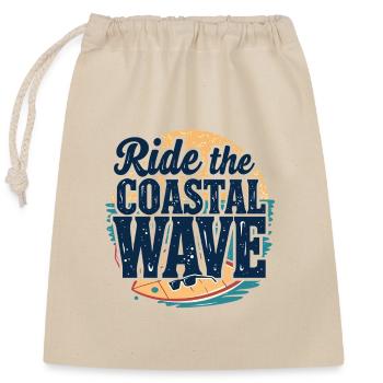 Surf Surf Vacances à la plage Côte Mer - Sac cadeau en coton avec cordon (25 x 30 cm) - nature - Devant