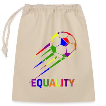 Fußball Regenbogen WM Equality - Verschließbarer Geschenkbeutel aus Baumwolle (25x30cm) - Natur - Vorne