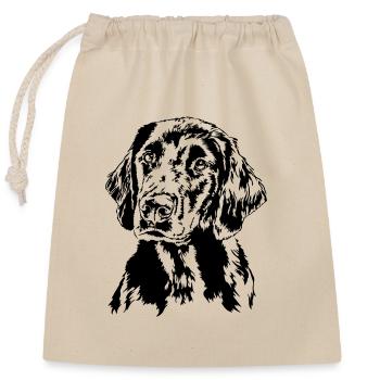 FLAT COATED RETRIEVER canine dog gun dog Wilsigns - Closable cotton gift bag (25x30cm) - nature - Front