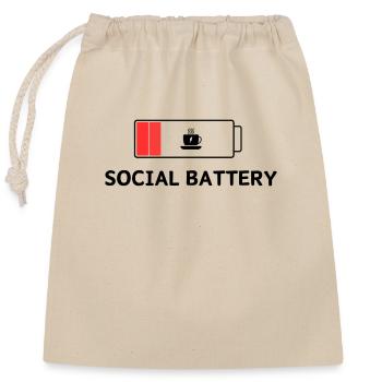 Social Battery - Closable cotton gift bag (25x30cm) - nature - Front
