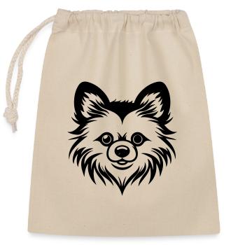 Pomeranian Dog Head - Closable cotton gift bag (25x30cm) - nature - Front