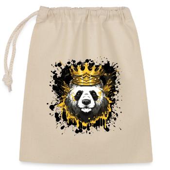 Panda Head Portrait Crown - Closable cotton gift bag (25x30cm) - nature - Front