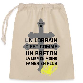Croix lorraine et chope jaune - Sac cadeau en coton avec cordon (25 x 30 cm) - nature - Devant