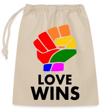 Love wins - Verschließbarer Geschenkbeutel aus Baumwolle (25x30cm) - Natur - Vorne