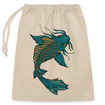 poisson koi carpe japonais dessin 14032 A - Sac cadeau en coton avec cordon (25 x 30 cm) - nature - Devant