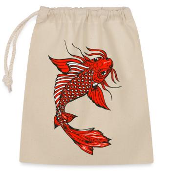 poisson koi carpe japonais dessin 1403 A - Sac cadeau en coton avec cordon (25 x 30 cm) - nature - Devant