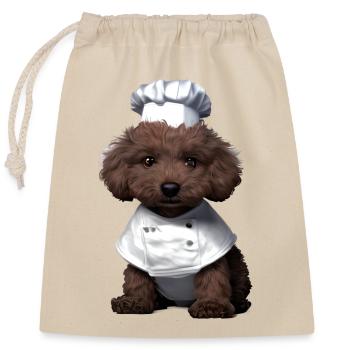 Pudel Gastronom Hundehalter Hundeliebe Pudelwelpe - Verschließbarer Geschenkbeutel aus Baumwolle (25x30cm) - Natur - Vorne