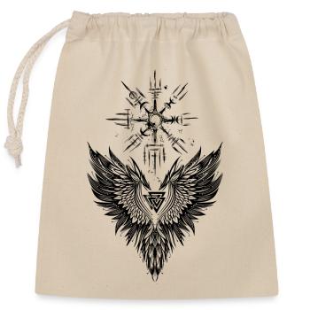 Raven Odin Vegvisir Valknut - Closable cotton gift bag (25x30cm) - nature - Front