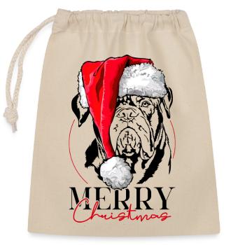 Santa Bordeauxdogge Merry Christmas Wilsigns - Verschließbarer Geschenkbeutel aus Baumwolle (25x30cm) - Natur - Vorne