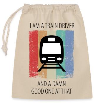 Train Railway Railroad Worker Trains Train Driver - Closable cotton gift bag (25x30cm) - nature - Front