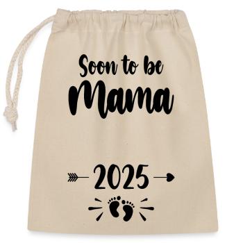 Mama Soon To Be Mom 2025 Mother Pregnant Kids Moth - Closable cotton gift bag (25x30cm) - nature - Front