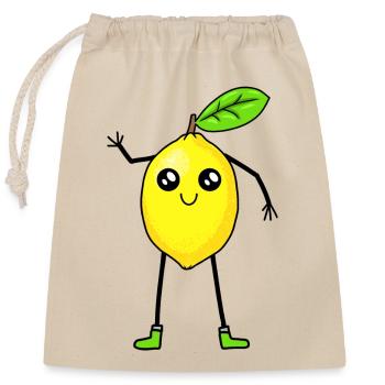Lemon Lemon Fruit Fruits Vitamins - Closable cotton gift bag (25x30cm) - nature - Front