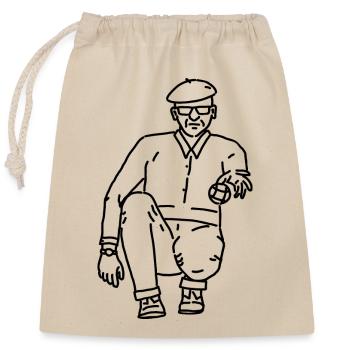 Petanque Player Left-Handed - Closable cotton gift bag (25x30cm) - nature - Front