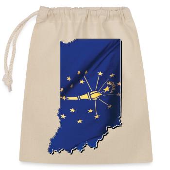 Indiana State Flagge in Indiana State Landkarte - Verschließbarer Geschenkbeutel aus Baumwolle (25x30cm) - Natur - Vorne